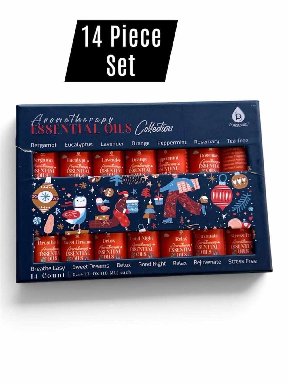 Pursonic 14 Pack Essential Oils Aromatherapy Gift Set – 10 mL Each